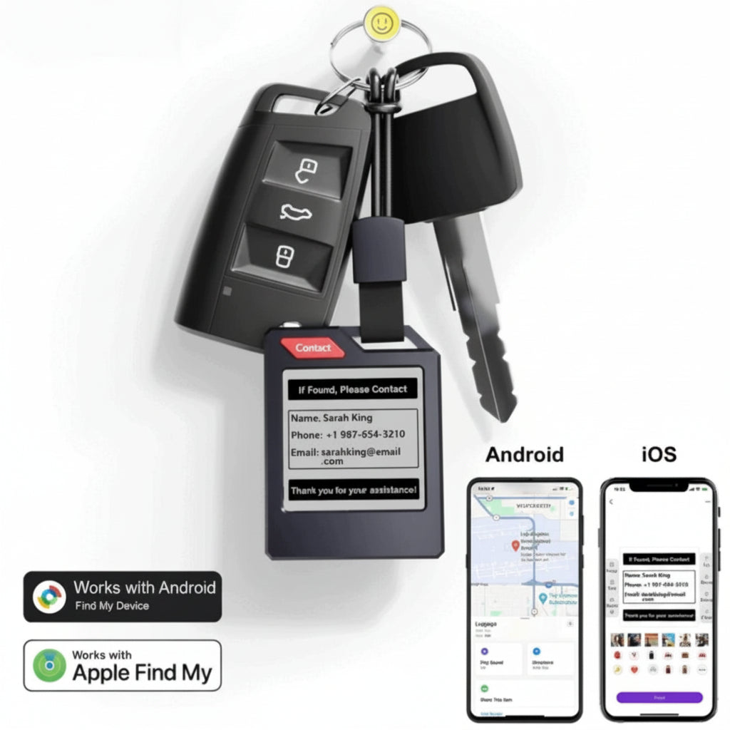 PhotoTag Smart Bluetooth Tracker with Custom Color E-Ink Display