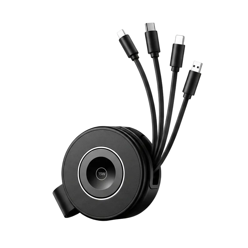 2n1 YOYO 15W Wireless Charger with Retractable Cable