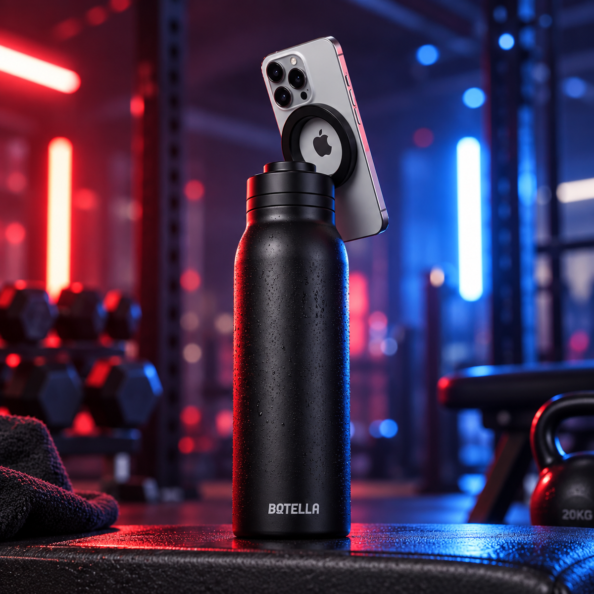 MagSafe Stainless Steel Water Bottle with Phone Holder
