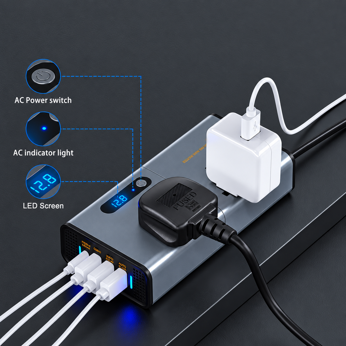 200W Car Power Inverter 12V/24V to 220V AC